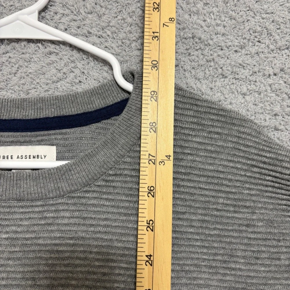 Gray Ribbed Crew Neck Pullover Sweater Size XXXL Workwear Neutral